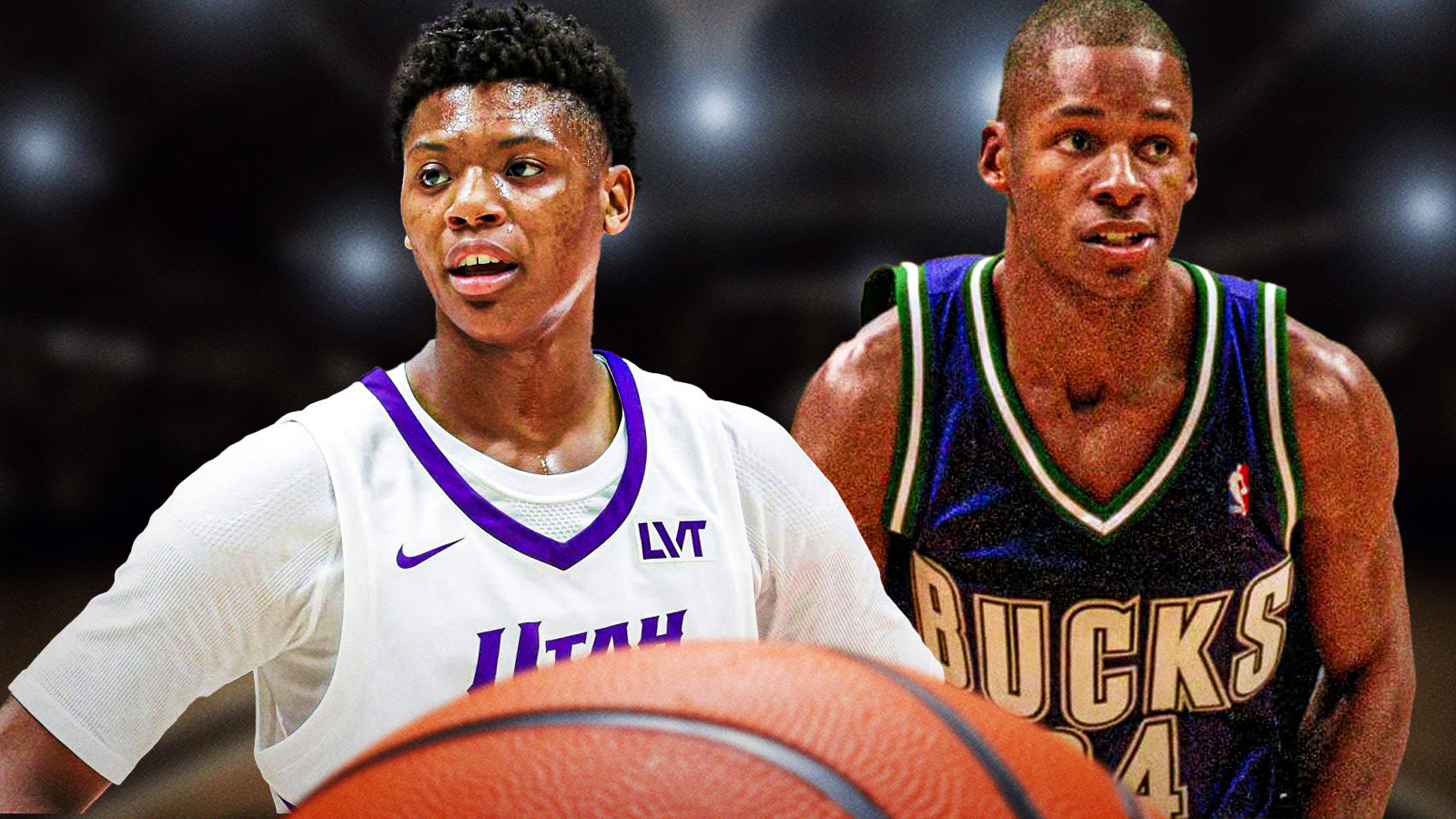 Jazz's Ace Bailey next to Ray Allen from when he played for the Bucks